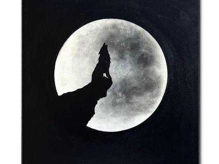 教你如果画一幅【孤狼啸月】 #跟着抖音学画画 #画画 #零基础学画画