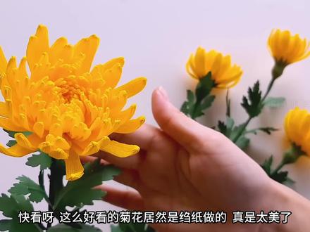 #手工菊花 重阳节快到了,非常好看的绉纸黄菊花手工制作教程,简单易学,赶紧来试试吧#亲子手工 #手工diy #手工花制作 #我要上热门🔥