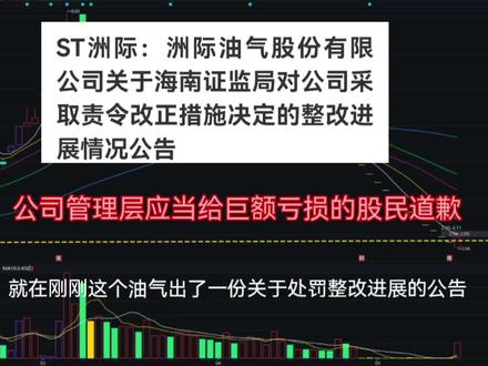 ST洲际整改进展公告,公司管理层应当给股民一个道歉