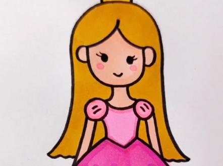 美丽的女孩#儿童简笔画#亲子互动