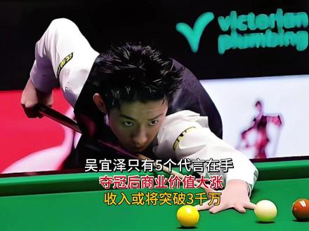 吴宜泽只有5个代言在手,夺冠后商业价值大涨!