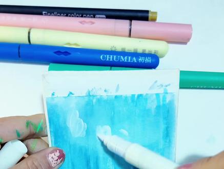 冬天一定要画的竹林雪景!手残党也能学会的神仙配色🎨#跟着抖音学画画 #丙烯马克笔 #零基础学画画 #画画其实很简单 #初描丙烯马克笔