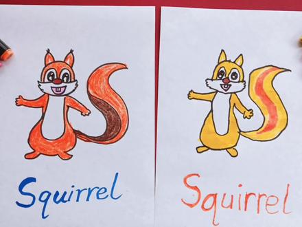 用字母S画松鼠Squirrel,26字母简笔画,绘画英语单词一学就会 #幼儿简笔画 #简笔画 #儿童简笔画 #创意简笔画