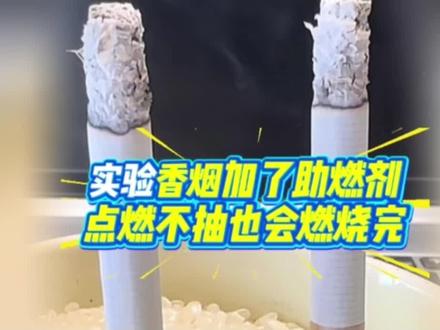 实验香烟加了助燃剂点燃不抽也会烧完?#生活碎片 #社会百态 #实验 (内容来自网络,仅供参考娱乐)
