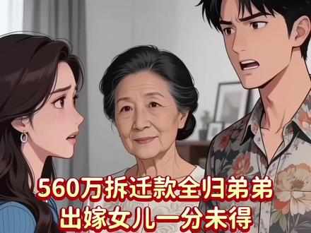 560万拆迁款全归弟弟,出嫁女儿一分未得,结局令人扎心……#婚姻家庭#人生感悟#真实家庭故事 #ai漫剧