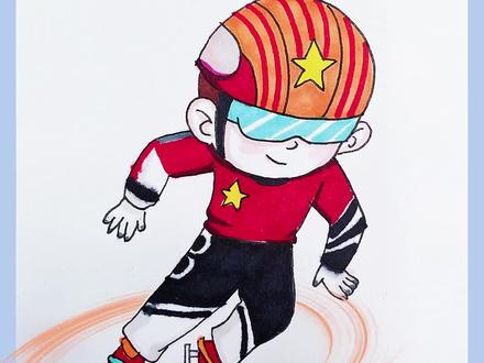 天气太热,跟我一起去滑冰吧!!#创意美术 #画画 #少儿美术教育 #一起学画画 #简笔画 #溜冰运动员