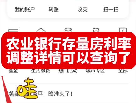 你的利率调整了吗?#农业银行 #存量房贷利率下调呼声 #上热门
