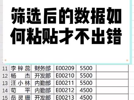 #办公软件技巧 筛选后的数据怎么样粘贴才不会出错#excel教学 #每天学习一点点