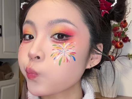 教程来咯!儿童新年烟花妆,新手也能不翻车 #脸部彩绘 #新年 #预制春节拜年妆容 #马年新妆新好物 #宝妈
