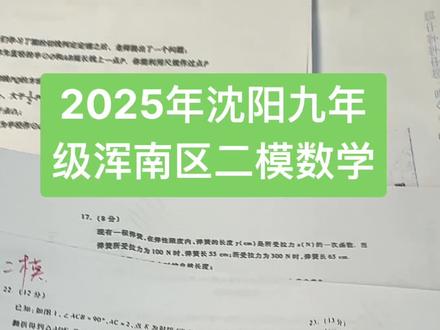 2025年沈阳九年级浑南区二模数学