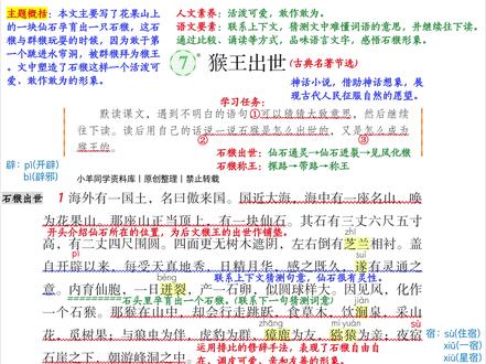 五年级下册丨第7课《猴王出世》语文笔记 《猴王出世》学习目标整理✨
吃透这几点,课文考点不丢分📚
不用死记硬背,跟着目标学更高效,适合小学生宝子们直接对照预习/复习~
🔍基础目标(必掌握)
1. 生字过关:认识“芝、遂”等17个生字,读准多音字“呵”(重点区分读音,避免写错读错)
2. 阅读能力:默读课文,遇到不懂的句子,能猜出大致意思,不卡顿、不中断阅读(这是重点哦)
📖核心目标(重点突破)
3. 阅读方法:会用默读、精读、跳读三种方法自主学课文,能流畅用自己的话,复述石猴出世和成为猴王的全过程
4. 感悟形象:通过诵读、对比课文语句,读懂石猴的性格特点,体会文字的妙处(期末常考题型!)
💡小提醒:结合课文重点段落,对照目标逐一过关,预习/复习更有方向~
#五年级下册语文 #五年级下册语文笔记 #小羊同学语文笔记 #五年级下册语文猴王出世课堂笔记