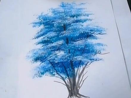 点彩画 水粉画 树#手绘 #一起学画画 #零基础学画画 #技法绘画 #想画就画 #水粉风景 #抖出我的艺术 #风景 #绘画 #一分钟学画画