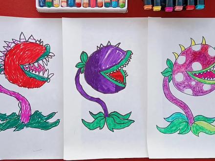 如何画大嘴花Champer,简笔画一学就会,植物大战僵尸 #简笔画 #儿童画 #儿童简笔画 #想画就画 #幼儿简笔画 #少儿美术 #画画