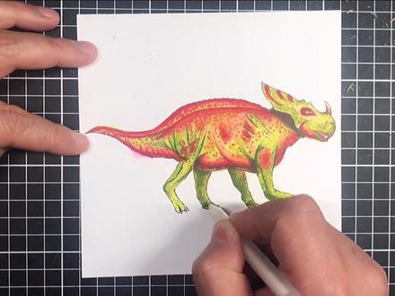 恐龙世界之短角龙 简笔画 马克笔 趣味恐龙知识 #手绘 #马克笔