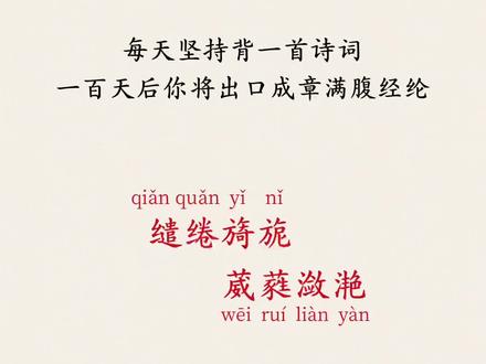 缱绻旖旎,葳蕤潋滟。#读书 #唯美诗词 #情感 @DOU+小助手