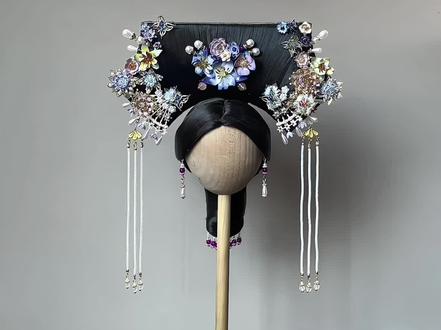 簪花蝴蝶旗头 #手工 #原创 #古风 #旗头 #宫斗