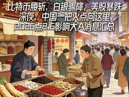 比特币腰斩,白银骤降,美股暴跌! 深夜,中国一把火点向这里 #财经 #股票 #A股 #股市 #中药