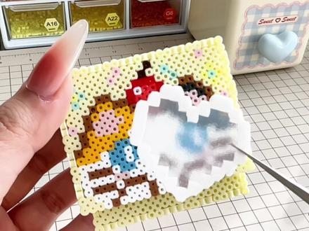 高透豆横着拼更容易无孔?! #拼豆 #拼豆豆 #拼豆图纸 #高透豆 #拼豆教程