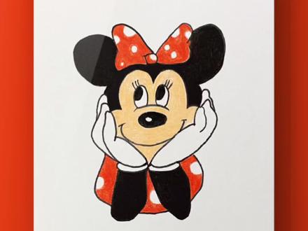 儿子问我米妮怎么画?我当爸的也只能帮到这儿了…