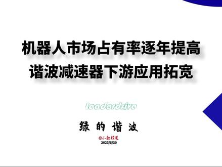 绿的谐波:机器人市场占有率逐年提高,谐波减速器下游应用拓宽 #机器人 #谐波减速器 #绿的谐波 #国产替代