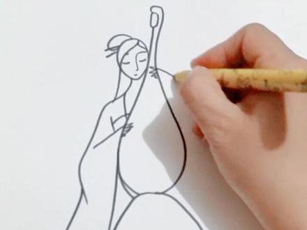 犹抱琵琶半遮面#简笔画 #古风 #琵琶行