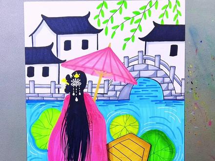 清明主题创意画,古风,简单易学,有意境。#晒晒你的绘画作品