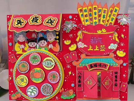 2026马年春节除夕年夜饭立体手抄报 年夜饭立体手抄报详细教程,跟着视频教程手残党也能做漂亮的年夜饭立体新年习俗剪贴画,2026马年春节除夕年夜饭手抄报电子版图片打印!#春节手抄报#年夜饭手抄报#春节习俗绘画