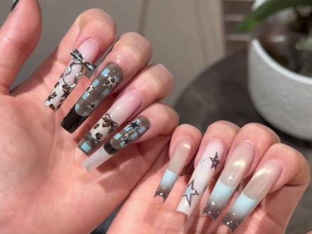 秋日薄巧格纹豹纹星星美甲vlog~ #美甲vlog
