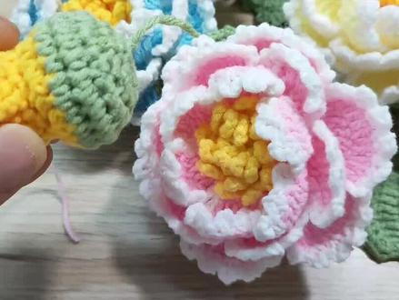 更新版牡丹花视频教程第二集#手工 #牡丹花 #手工毛线钩织 #手工活