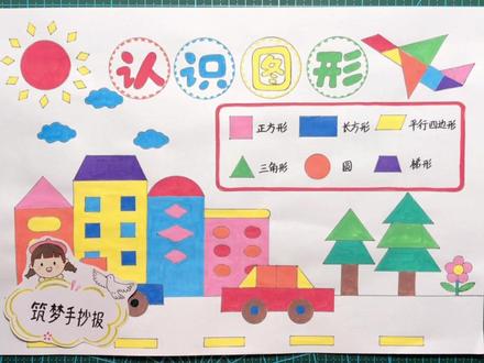 一年级数学认识图形手抄报,用绘图尺画手抄报简单又好看 #小学生手抄报 #手抄报 #手抄报作业 #文具安利 #数学手抄报