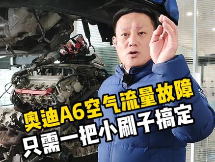奥迪A6二次空气流量故障,下发动机后只需要一把小刷子就解决问题!#奥迪A6#发动机故障 #汽车维修 @DOU+小助手