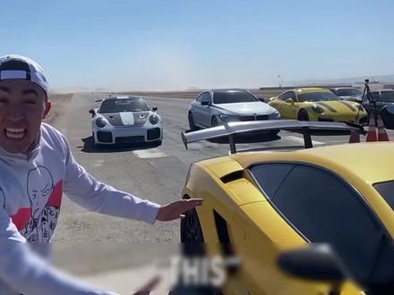 百万挑战之只要你的车够快就能赢得一辆兰博基尼!#汽车文化 #兰博基尼 #赛车