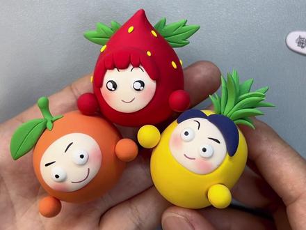 一起来捏蛋仔果宝吧,这么可爱的三小只你拥有了吗?#蛋仔#橙留香#上官子怡 #菠萝吹雪 #超轻粘土