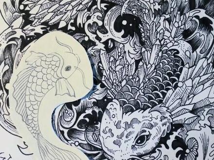 2022第一更,教大家画锦鲤,新年万事顺利,好事成双。#手绘 #简笔画 #锦鲤 #绘画 #国风 #你好2022