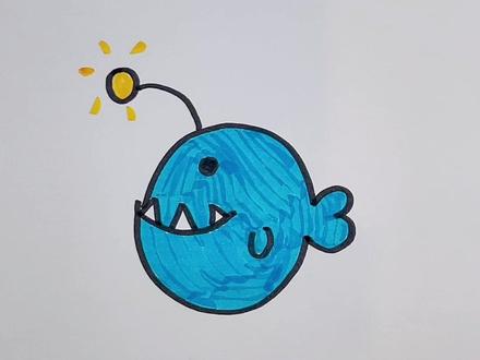 深海里的灯笼鱼,会是什么样子的呢#画画 #一起学画画 #简笔画 #一学就会系列