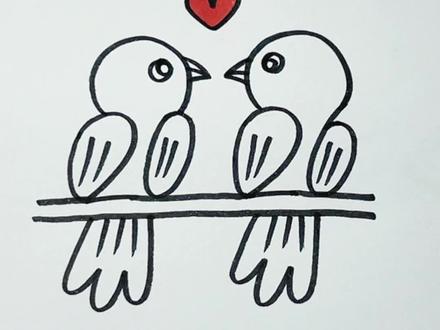 用2026画两只小鸟#简笔画画 #简笔画 #绘画教程 #动物简笔画法 #一学就会的简笔画