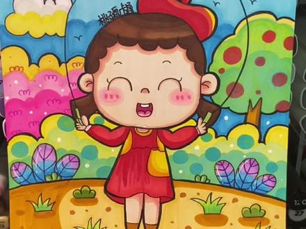 跳绳的小女孩#儿童画 #马克笔儿童画 #原创 #运动儿童画 #快乐心态快乐生活 @抖音小助手