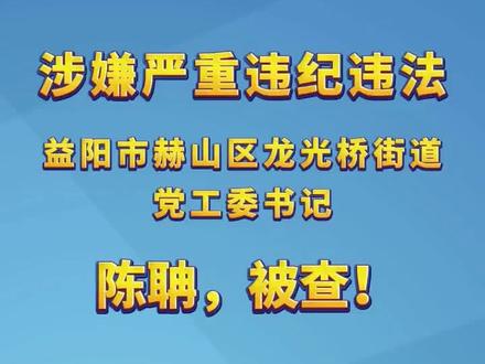 湖南省益阳市赫山区龙光桥街道党工委书记,陈聃被查!