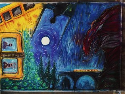 地铁变猛兽,你敢坐吗? #画画 #色粉画 #画梦