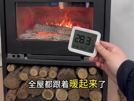 封炉 八个小时 依然有底火放入一块原木瞬间就起火了#真火壁炉 #壁炉