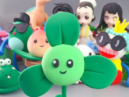 超轻粘土制作植物大战僵尸里的三叶草,你们学会了吗?#罗弗超轻粘土 #益智玩具 #粘土教程 @DOU+小助手