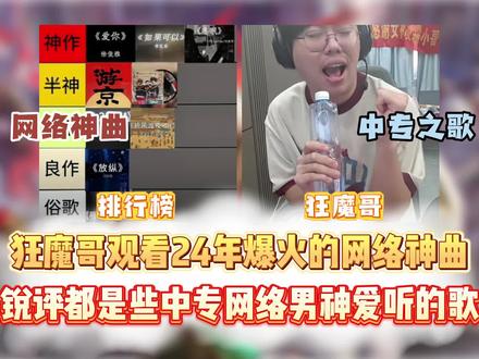 狂魔哥观看24年爆火的网络神曲 锐评都是中专网络男神爱听的 #狂魔哥