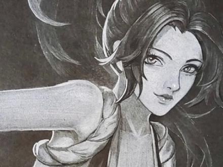 第48张:挑战一年画完所有王者英雄之《第一代不知火舞》#不知火舞 #王者荣耀不知火舞 #手绘 #粉笔画 @王者荣耀