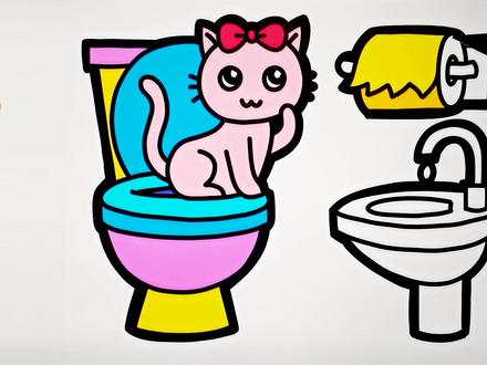 趣味填色儿童简笔画 如何画卫生间马桶洗手盆 小朋友便后要洗手哦 #简笔画 #儿童简笔画 #宝宝学画画