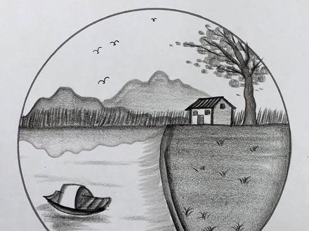 用最简单的几笔画美丽的家乡。#炭笔风景画 #零基础学画画 #简单易学 #一学就会系列 #画家乡