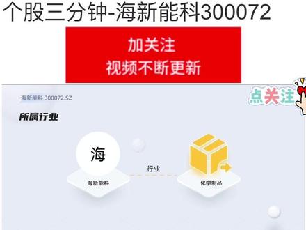海新能科300072股票