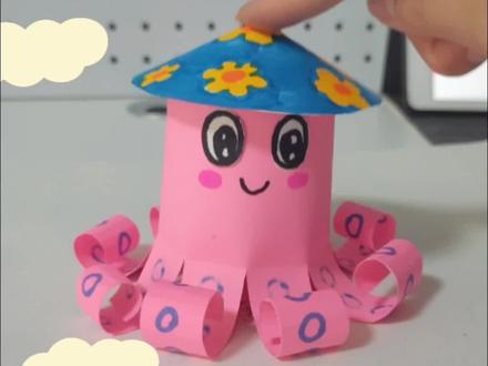 会动的小章鱼,一起来做吧#手工diy #会动的章鱼 #创意美术 #亲子手工制作