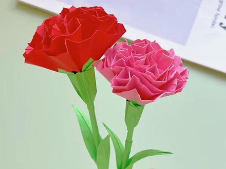 母亲节亲手给妈妈折一朵康乃馨,超简单好看! #母亲节手工 #母亲节礼物 #折纸教程 #手工diy #康乃馨
