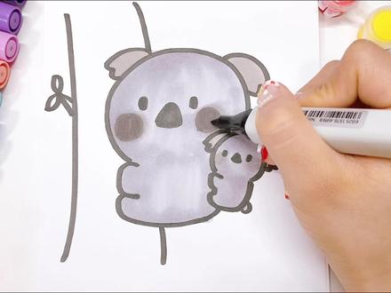 「动物简笔画」抱树的考拉简笔画教程,简单又可爱! #考拉 #简笔画 #简笔画教程 #儿童简笔画