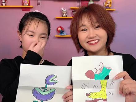 魔法折叠画拉开就不同,宸宸和妈妈谁画的厉害呢 #手工 #折叠画 #亲子